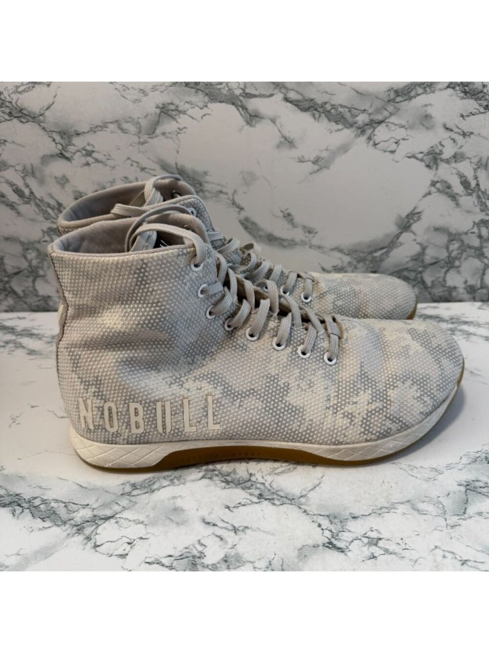 NOBULL Men 12.5 Outwork High Top Trainers White Camo Shoe Athletic Active Sport